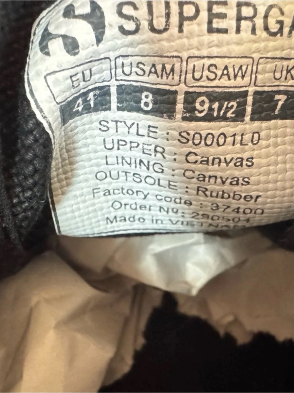 Superga 2790 Platform Canvas Sneakers Black White Size 9.5